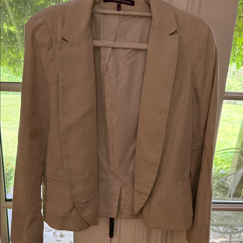 Comptoir Des Cotonniers Cream / light tan cotton linen Blazer